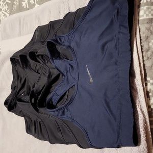 WOMENS NIKE DRI FIT LARGE SPORTS BRAS TOTAL OF 6 5 BLACK ONE NAVY